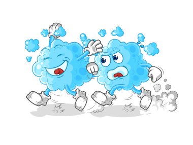 the foam play chase cartoon. cartoon mascot vecto