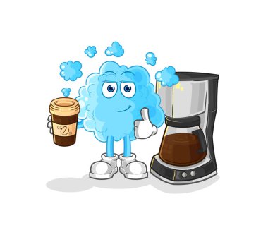 the foam drinking coffee illustration. character vecto