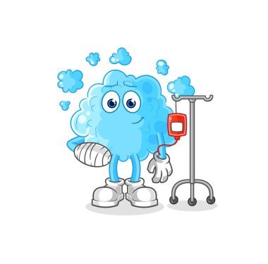 the foam sick in IV illustration. character vecto