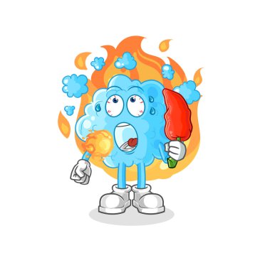the foam eat hot chilie mascot. cartoon vecto
