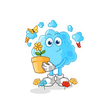 the foam with a flower pot. character vecto