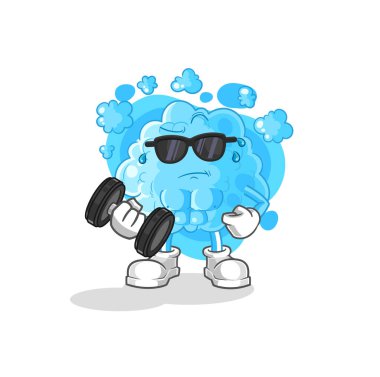 the foam lifting dumbbell vector. cartoon characte
