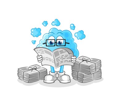 the foam read newspaper cartoon. character vecto