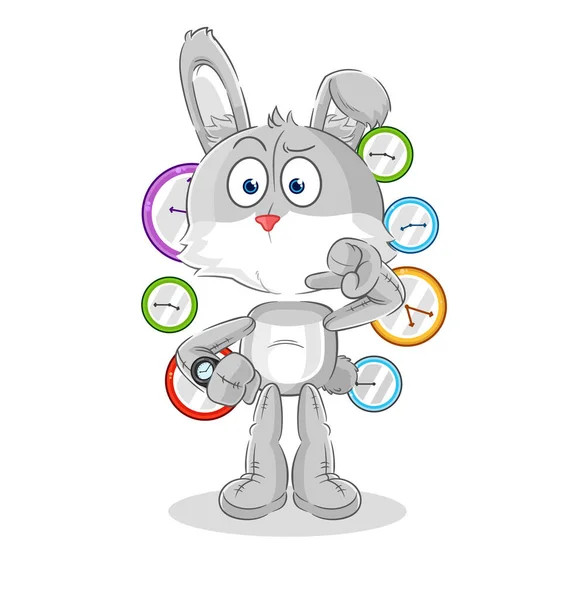 Rabbit Wristwatch Cartoon Cartoon Mascot Vecto — Stock Vector