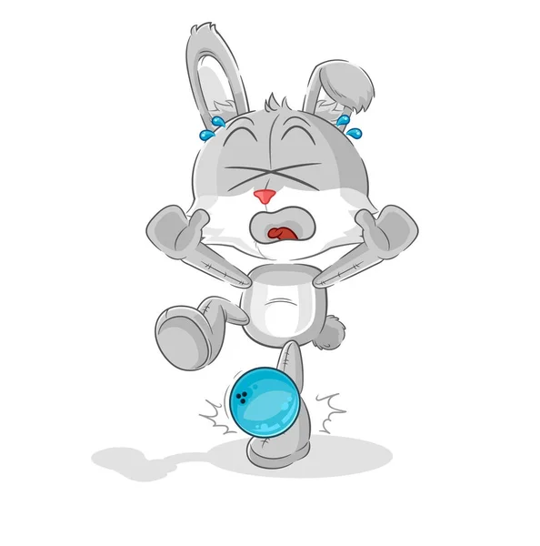 Rabbit Hiten Bowling Cartoon Cartoon Mascot Vecto — Stockvector