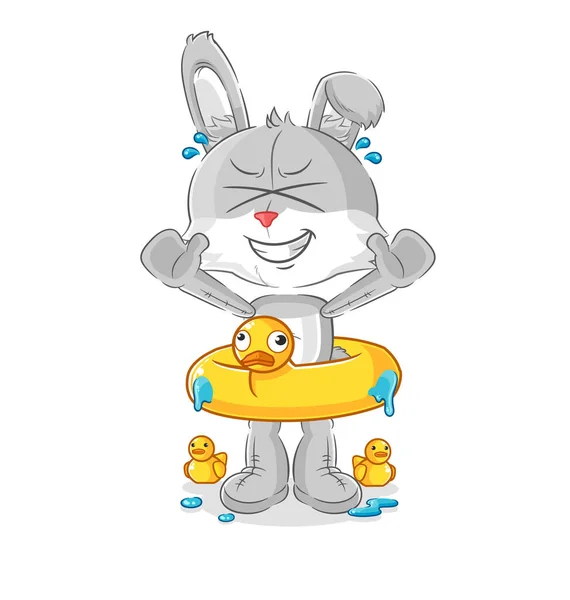 Rabbit Duck Buoy Cartoon Cartoon Mascot Vecto — Stock Vector