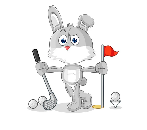 Rabbit Playing Golf Vector Cartoon Characte — Stockvektor