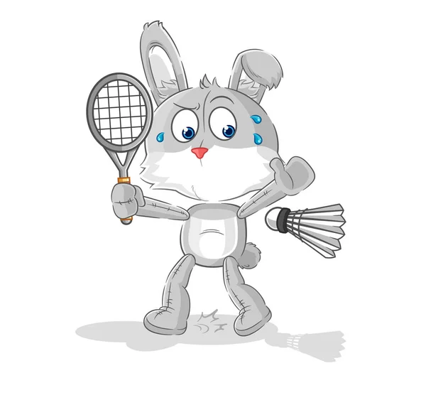 Rabbit Playing Badminton Illustration Character Vecto – Stock-vektor