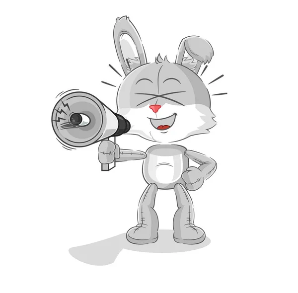 Rabbit Holding Hand Loudspeakers Vector Cartoon Characte — Stock Vector