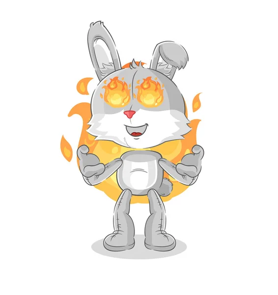 Rabbit Fire Mascot Cartoon Vecto — Stock Vector