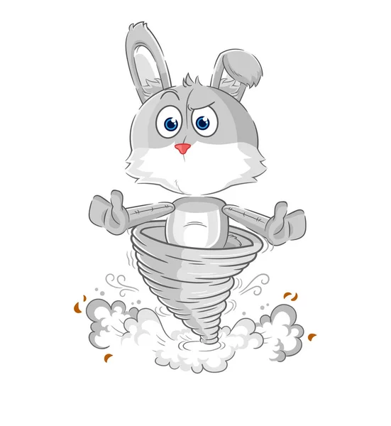 Rabbit Tornado Cartoon Character Vecto — Stock Vector