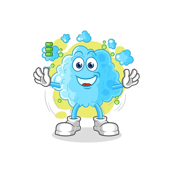 Foam Full Battery Character Cartoon Mascot Vecto — Stock Vector