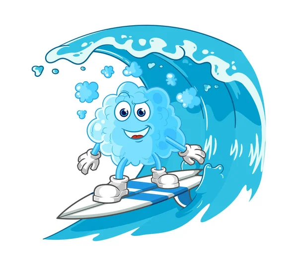 Carácter Espuma Surf Mascota Dibujos Animados Vecto — Vector de stock