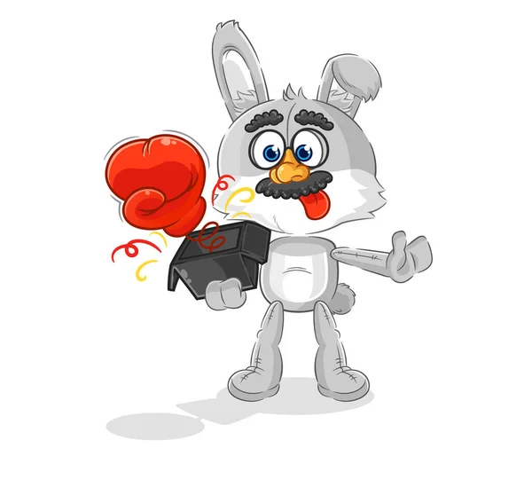 Rabbit Prank Glove Box Cartoon Masco Gráficos De Vetores