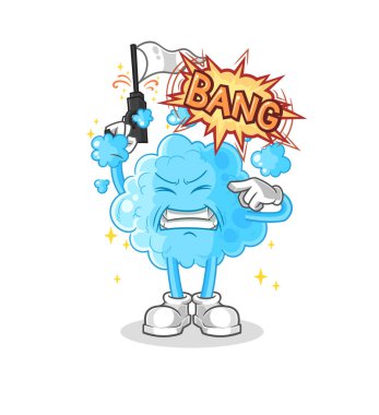 the foam warning shot mascot. cartoon vecto