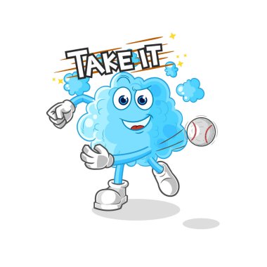 the foam throwing baseball vector. cartoon characte