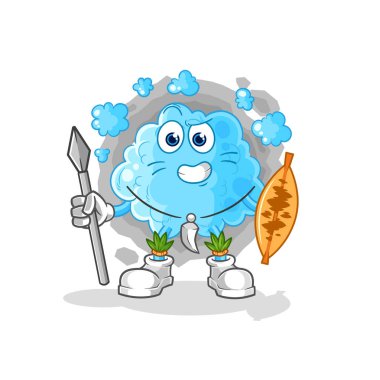 the foam african tribal fighter mascot. cartoon vecto