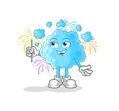the foam with fireworks mascot. cartoon vecto