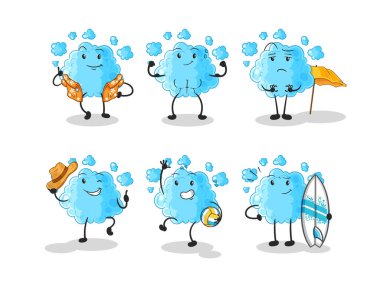 the foam beach vacation set character. cartoon mascot vecto