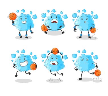 the foam basketball player group character. mascot vecto