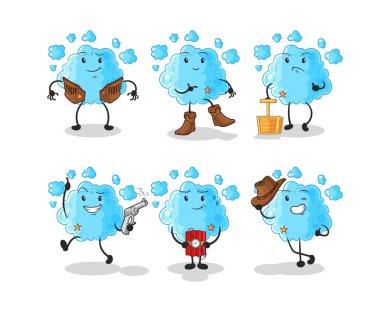 the foam cowboy group character. cartoon mascot vecto