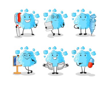 the foam doctor group character. cartoon mascot vecto