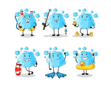 the foam farmer group character. cartoon mascot vecto
