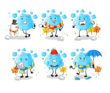 the foam worker set character. cartoon mascot vecto