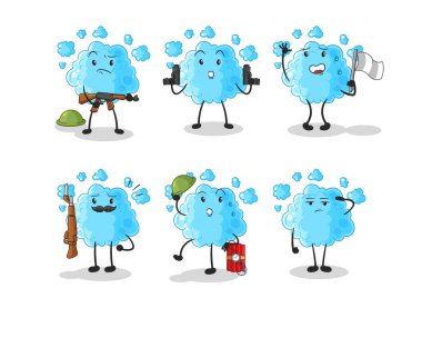 the foam profession set character. cartoon mascot vecto