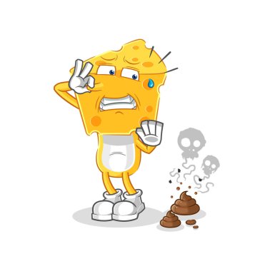 the cheese head with stinky waste illustration. character vecto