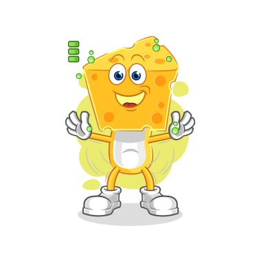 the cheese head full battery character. cartoon mascot vecto