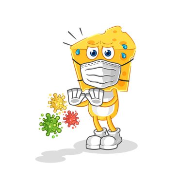 the cheese head refuse viruses cartoon. cartoon mascot vecto