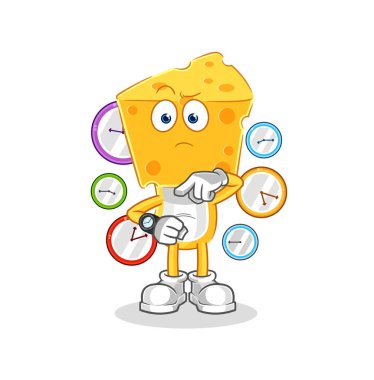 the cheese head with wristwatch cartoon. cartoon mascot vecto