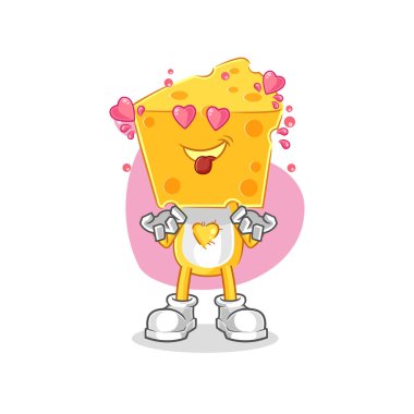 the cheese head fallin love vector. cartoon characte