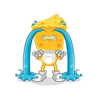 the cheese head crying illustration. character vecto