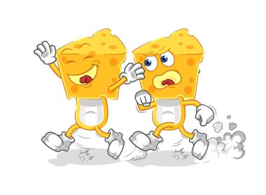 the cheese head play chase cartoon. cartoon mascot vecto