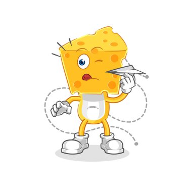 the cheese head with paper plane character. cartoon mascot vecto