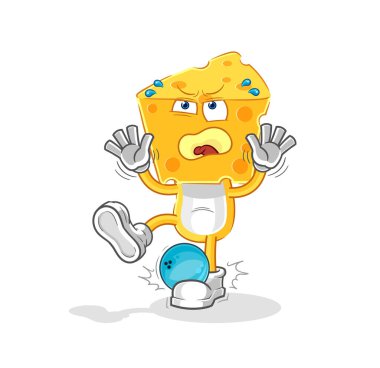 the cheese head hiten by bowling cartoon. cartoon mascot vecto