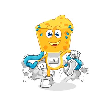the cheese head runner character. cartoon mascot vecto