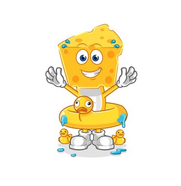 the cheese head with duck buoy cartoon. cartoon mascot vecto