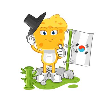 the cheese head korean character. cartoon mascot vecto