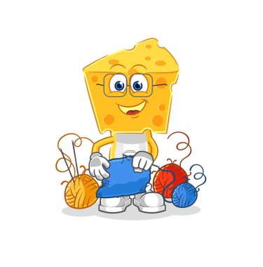 the cheese head tailor mascot. cartoon vecto