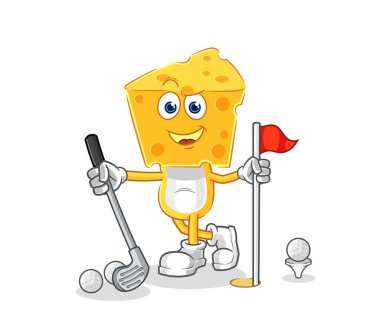 the cheese head playing golf vector. cartoon characte