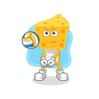 the cheese head play volleyball mascot. cartoon vecto