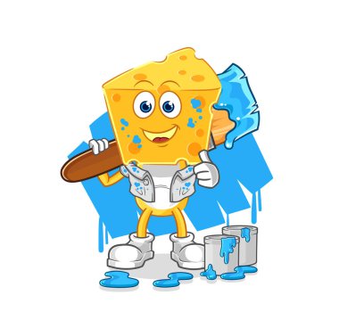 the cheese head painter illustration. character vecto