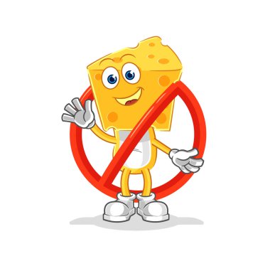 the say no to cheese head mascot. cartoon vecto