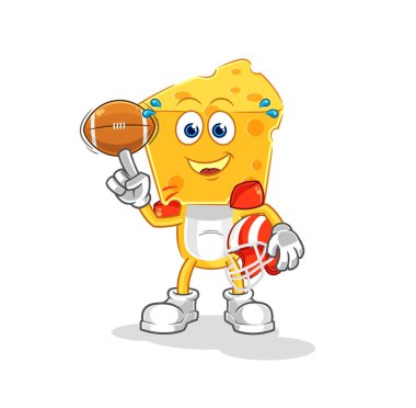 the cheese head playing rugby character. cartoon mascot vecto