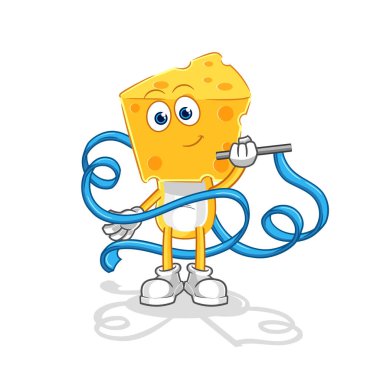 the cheese head Rhythmic Gymnastics mascot. cartoon vecto