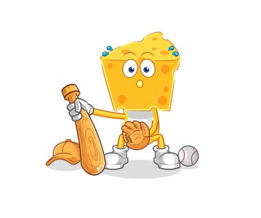 the cheese head baseball Catcher cartoon. cartoon mascot vecto