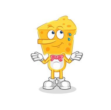 the cheese head lie like Pinocchio character. cartoon mascot vecto